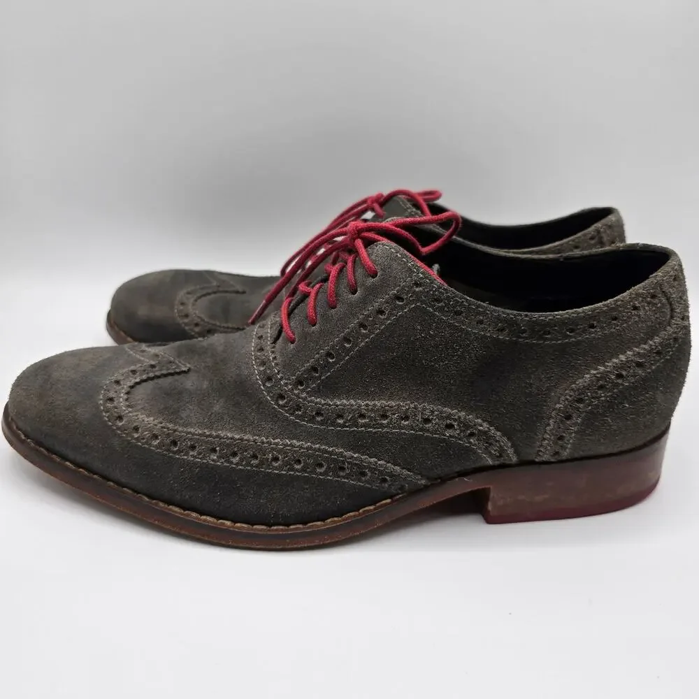 Cole Haan mens Colton suede charcoal gray oxford dress‎ shoes size 8